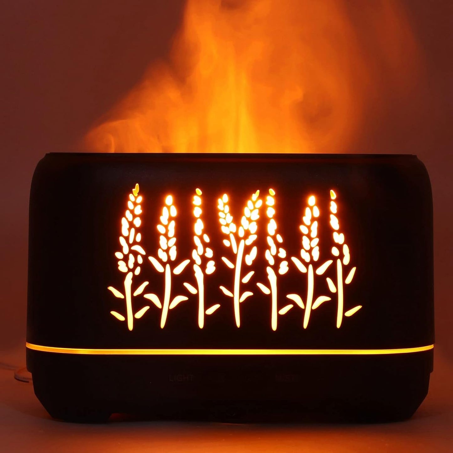 200ml 100‑240V USB Charging Black Wood Grain Humidifier, Mini Essential Oil Diffuser Humidifier, Low Noise Desktop Humidifier for Home Office(US)