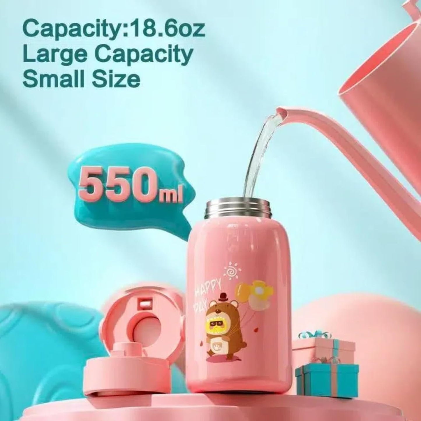 Fingerprint Activated Water Bottle for Kids - Smart & Safe BPA-Free Bottle with Child Lock, 550ml Leak-Proof, Magnetic Charging - Perfect for School & Travel