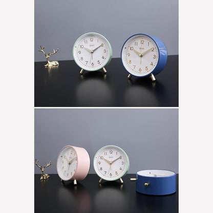 VSULZVNU Alarm Clock 4.5 Inch Alarm Clock for Heavy Sleepers Silent Non-Ticking Alarm Clock with Backlight Battery Operated, Loud Alarm Clock for Bedroom Bedside Smart Alarm Clock (Color : Brass)