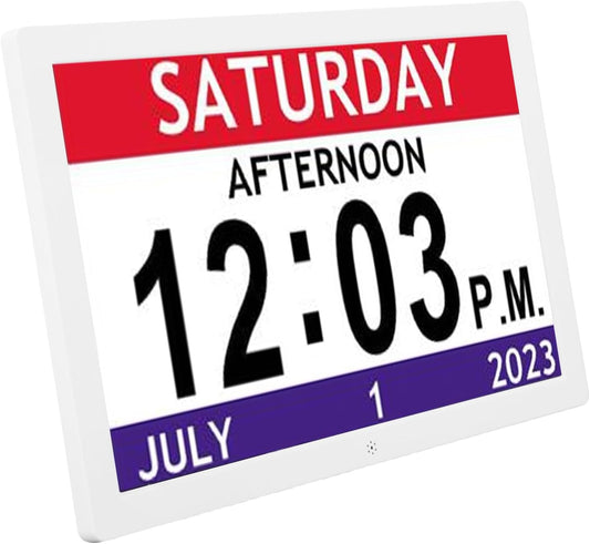 PUSOKEI 10 Inch Digital Smart Clock, Large Digital Clock with Colorful Display, 12 Alarms and Reminders, Analog Clocks for Living Room Bedside Table Wall Decor