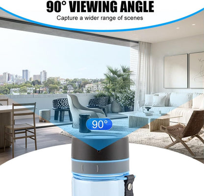 WiFi Water Bottle with 1080P Camera, 90° Wide Angle, 128GB Expandable Memory, Smart Tracking for Fitness & Home Security, 1000mAh Battery (Light gray)