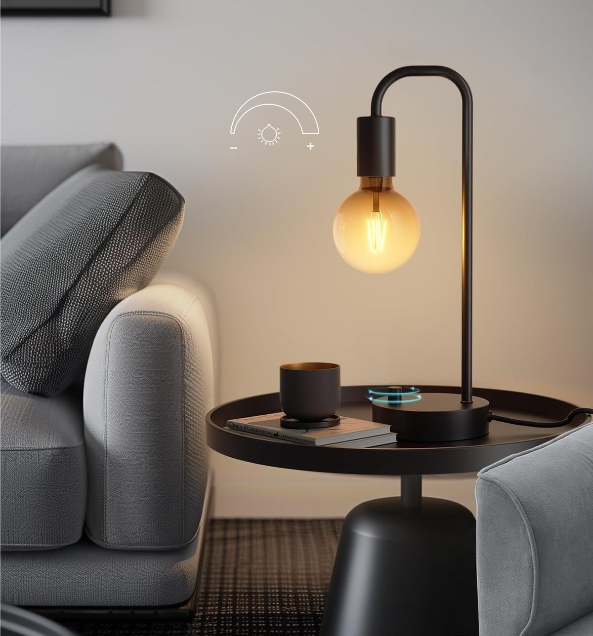 15.75" Modern Industrial Style Desk Lamp with 2 USB Ports, Dimmable, for Bedroom, Living Room, Office Suitable for bedrooms, Living Rooms, Offices, Book(Black)