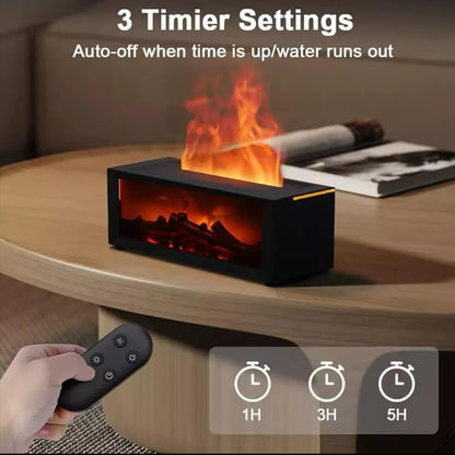Firehome Humidifier with Remote Control, Realistic Flame Effect & 7-Color Light, Flame Essential Oil Diffuser with Simulated Charcoal, 3 Gears Timer, for Bedroom, Office & Home (White)