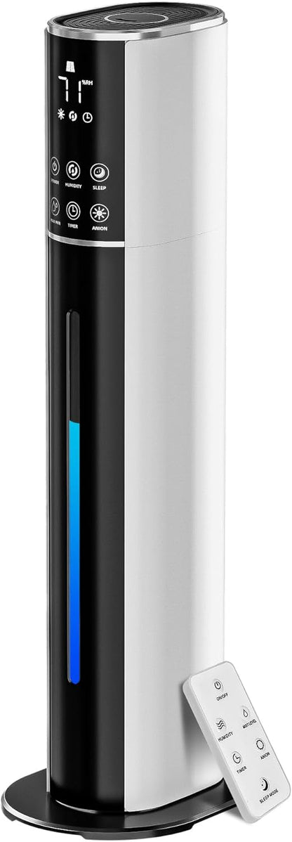 7.3L/1.9Gal Humidifiers For Bedroom Large Room, Cool Mist Top Fill With Essential Oil Diffuser, 3 Mist Speed, 360°Nozzle, Timer, Remote Control, 35dB Quiet Humidifier For Nursery Baby Home