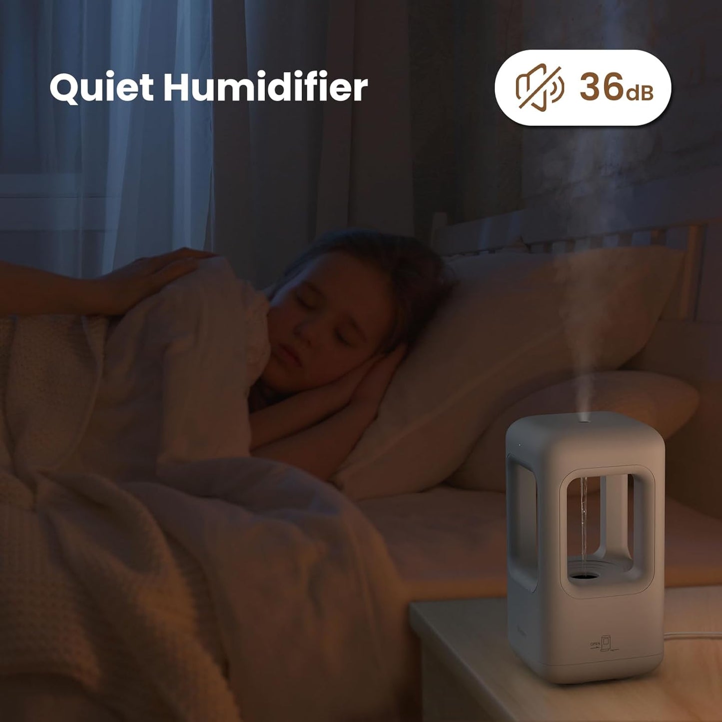 Green Mini Humidifiers for Bedroom & Plants - Small Desktop Humidifier, Portable Cool Mist for Nightstand, Desk, Indoor Plants - Quiet Personal Humidifier (0.6L, Auto Shut-Off)