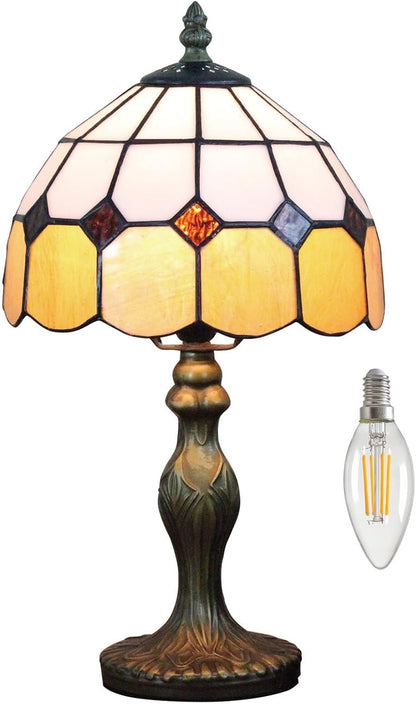 15 Inch Vintage Table Lamp with Stained Glass Lampshade for Reading Living Room Bedroom Office Decoration Suitable for bedrooms, Living Rooms, Offices, Book(Green)