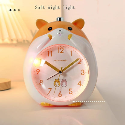 VSULZVNU Alarm Clock Cute Hamster Shape Alarm Clock, Silent Table Clock with Night Light, Battery Powered, for Kids Birthday Gifts Smart Alarm Clock (Color : D)