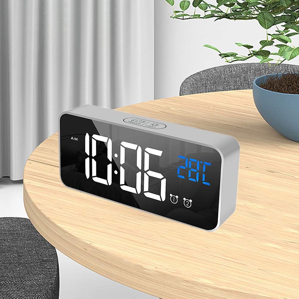 Sunrise Simulator Alarm Clock Alarm Clock Retro Table Clock Smart Alarm Clock Alarm Clocks Bedside Projection Alarm Clock Digital Clocks Gray (Gray)