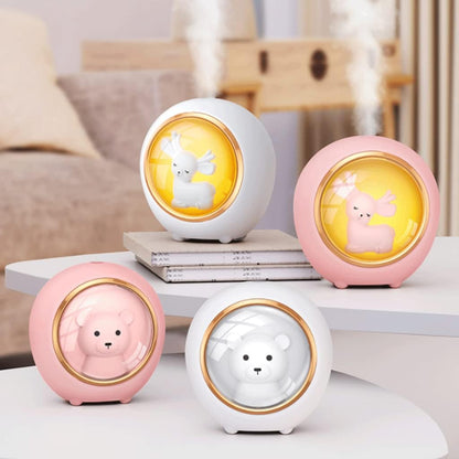 Habiba Humidifier Cute Small Essential Oil Diffuser with Space Capsule Decoration，Creative Home Mute Bedroom USB Portable Humidifier，Night Light Quiet