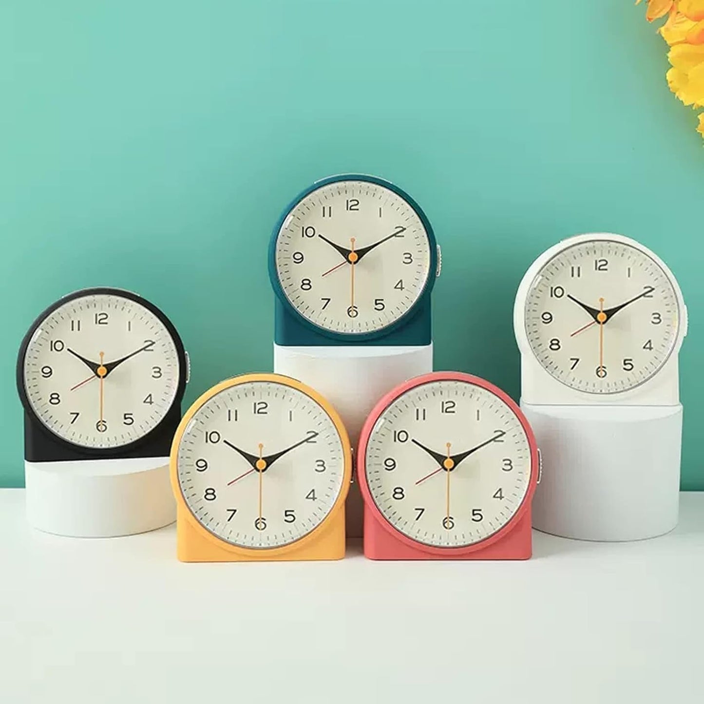 Alarm Clock 4 inch Super Silent Non Ticking Small Clock with Night Light, Battery Operated, Snooze and Light Functions, for Living Room, Bedroom, Bedside, Desk, Gift Clock Smart Alarm Clock (Color :
