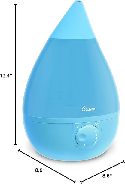 Crane Ultrasonic Cool Mist Humidifier for Bedroom, Baby Nursery, Kids Room, Plants, or Office, Large 1 Gallon Tank, Filter Optional, Orange