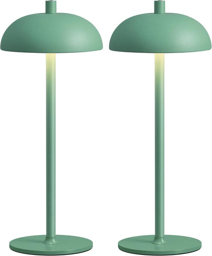 12-inch Cordless Portable Metal LED Table Lamp 2-Pack, 3-Color Rechargeable, for Bedroom, Outdoor, Dining Room, Bedside Suitable for bedrooms, Living Rooms, Offices, Book(Green (2 Pack))