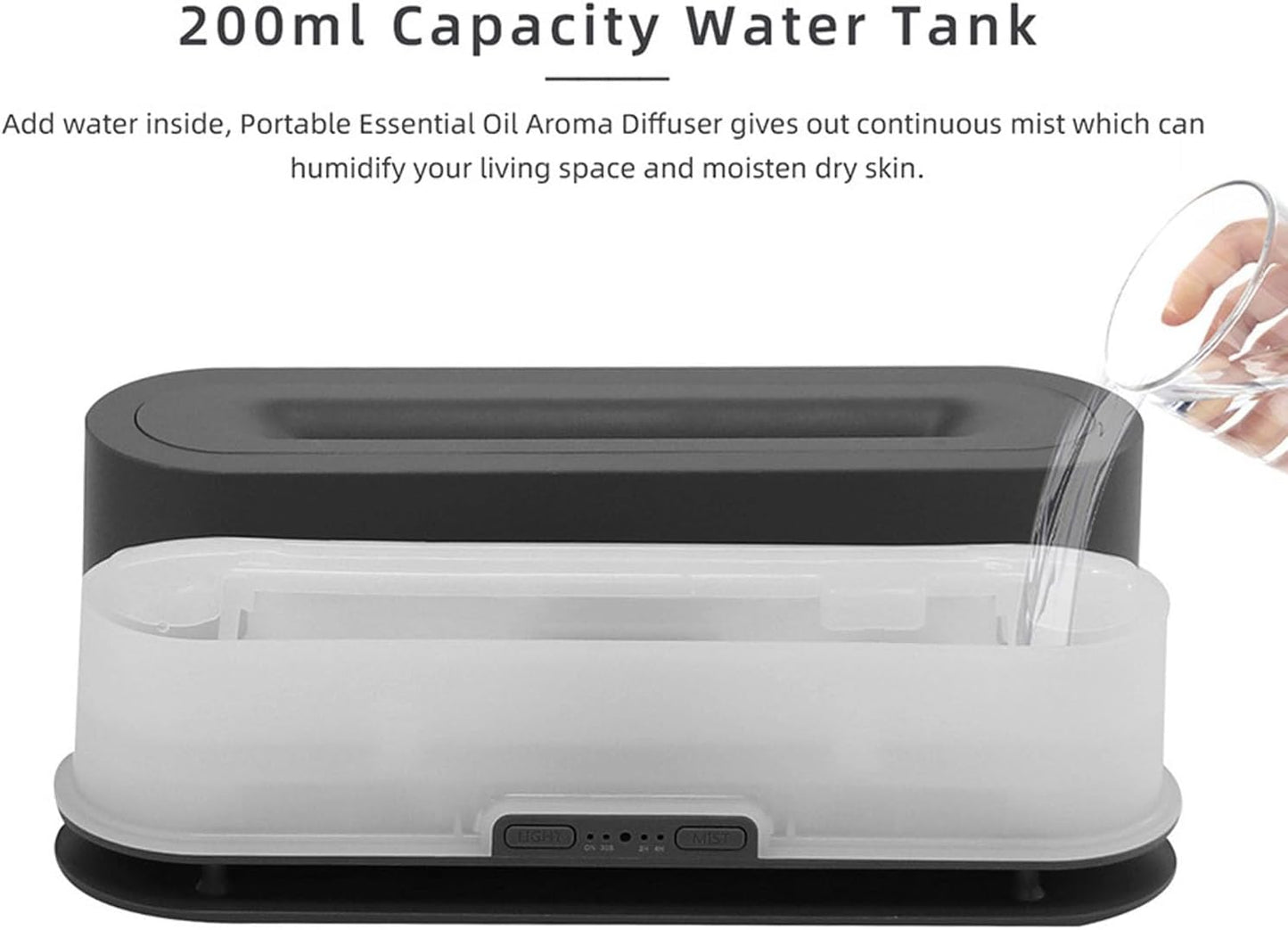 200ml Flame Humidifier with Simulated Flame, Colorful Light, Quiet Operation for Home Office (US Plug)(White)