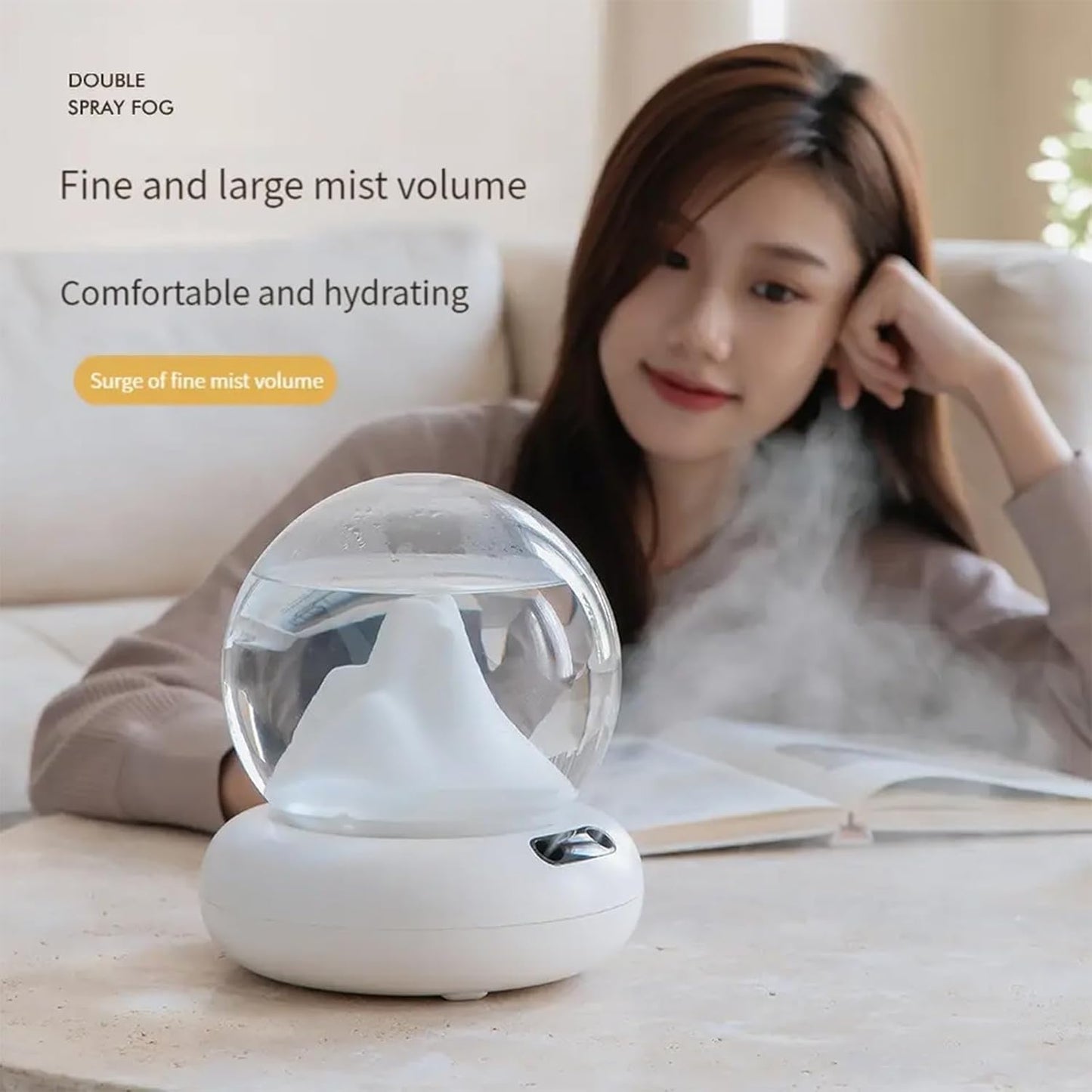 Innovative Cold Air Humidifier Mountain Peak Air Humidifiers USB 2L Essential Oil Diffuser Aromatherapy Humidifiers Dual Mode Light for Home,USB Plug In Type