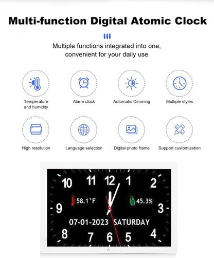 10 Inch Digital Smart Clock, Large Colorful Display Alarm Clock, 12 Alarms Reminders, Auto Dimming Display, Image and Video Playback, for The Living Room Office Bedside