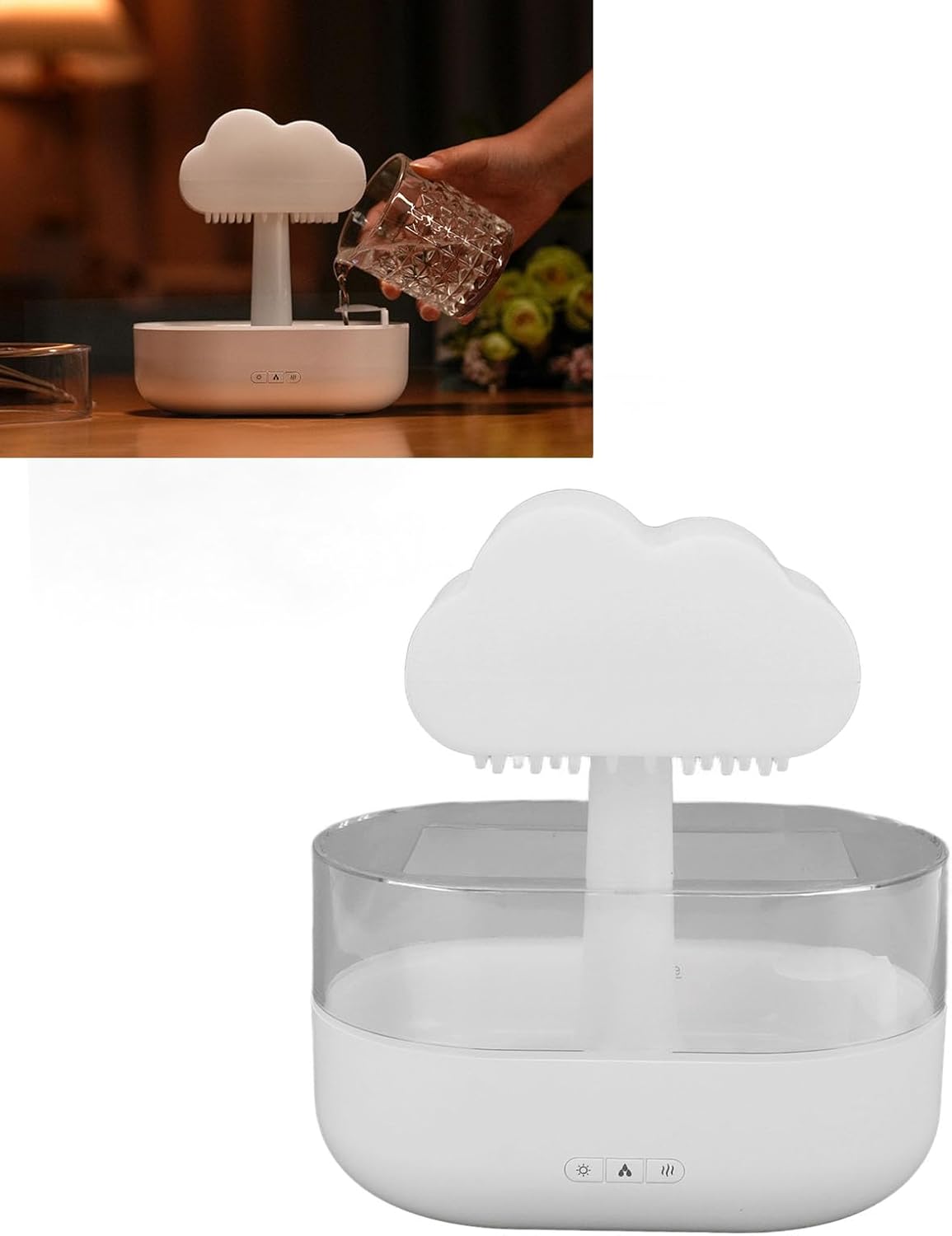 Cloud Humidifier USB 7 Colors LED Lights 200ml Effective Dryness Relief Raindrop Aromatherapy Diffuser for Bedroom Living Room Office Cloud Diffuser Raindrop Humidifier
