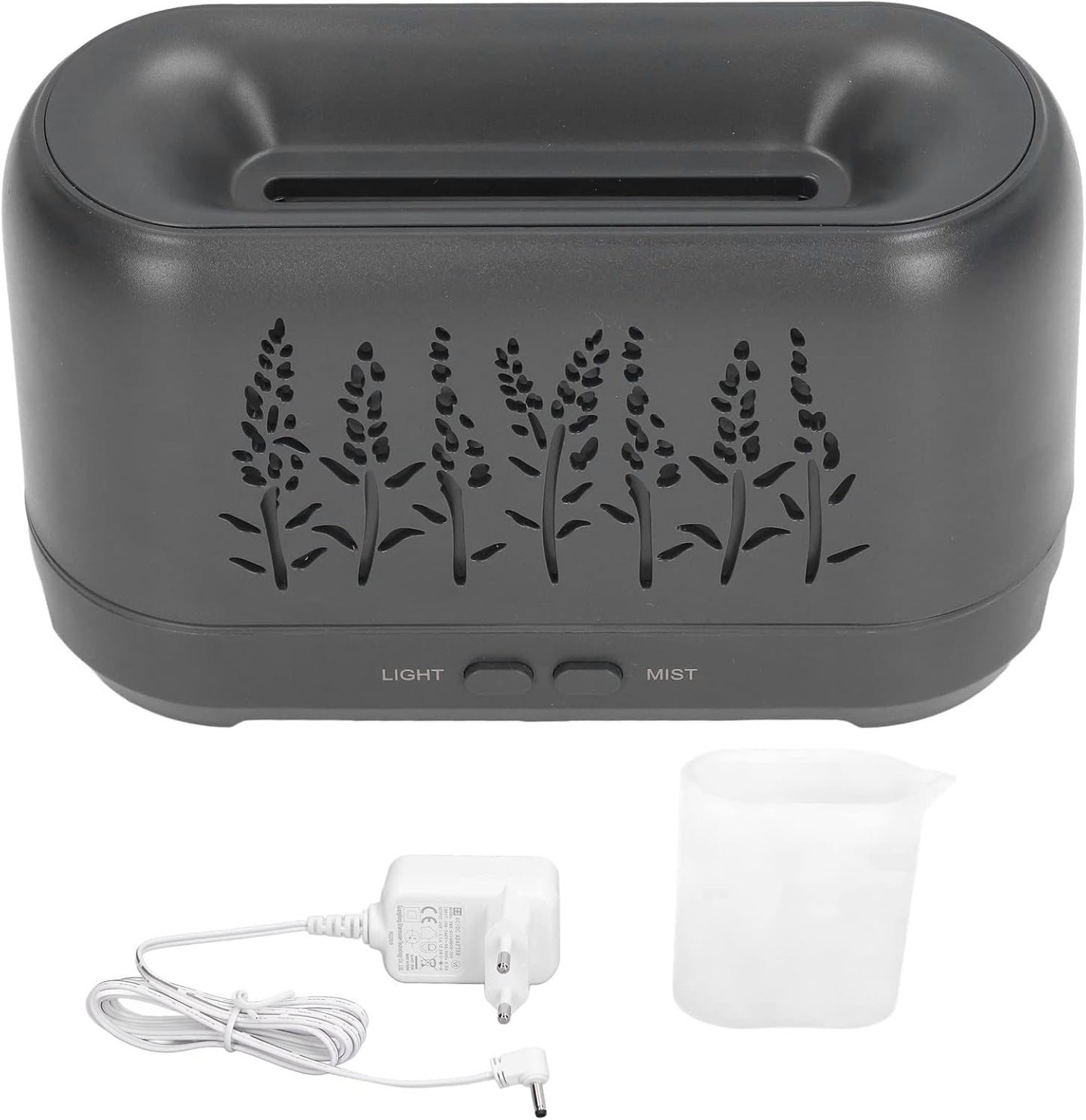 200ml 100‑240V USB Charging Black Wood Grain Humidifier, Mini Essential Oil Diffuser Humidifier, Low Noise Desktop Humidifier for Home Office(US)