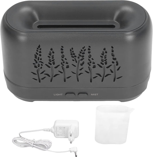 200ml 100‑240V USB Charging Black Wood Grain Humidifier, Mini Essential Oil Diffuser Humidifier, Low Noise Desktop Humidifier for Home Office(US)