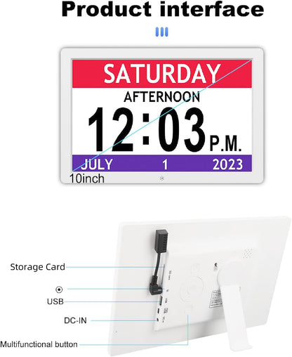 PUSOKEI 10 Inch Digital Smart Clock, Large Digital Clock with Colorful Display, 12 Alarms and Reminders, Analog Clocks for Living Room Bedside Table Wall Decor