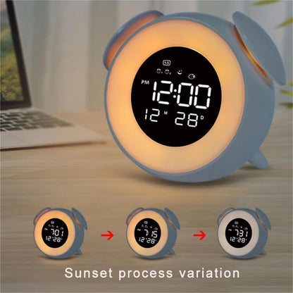Digital Smart Alarm Clock Cute Night Light Chargeable Child Alarm Clock Kid Gift Digital Clock(Pink)