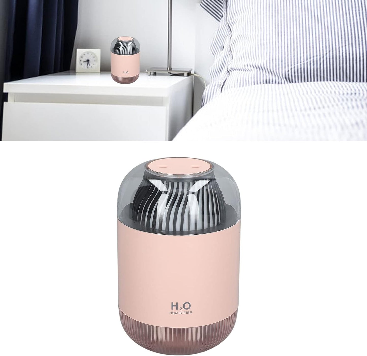 Humidifier 1000ml USB Charging Aromatherapy Diffuser with LED Night Light ABS Double Cool Mist Humidifier for Spa Home Yoga Office (Blue)(Pink)