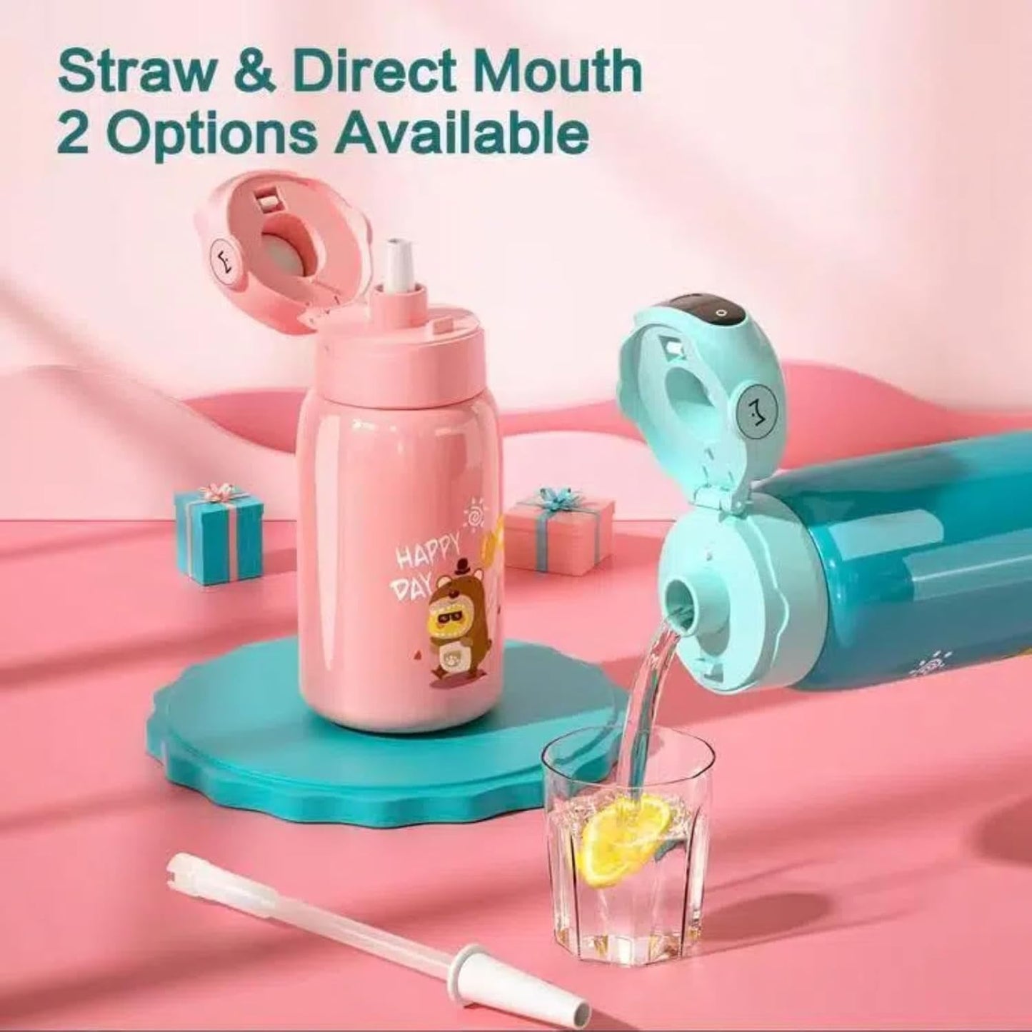 Fingerprint Activated Water Bottle for Kids - Smart & Safe BPA-Free Bottle with Child Lock, 550ml Leak-Proof, Magnetic Charging - Perfect for School & Travel