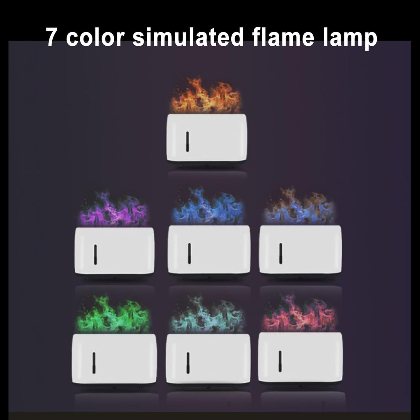 2 In 1 Air Purifier and Humidifier,Flame Humidifier,7 Flame Light Colors,Fine Mist Water Shortage And Power Outage Silent Humidification Relaxing and Comfortable,A white,US