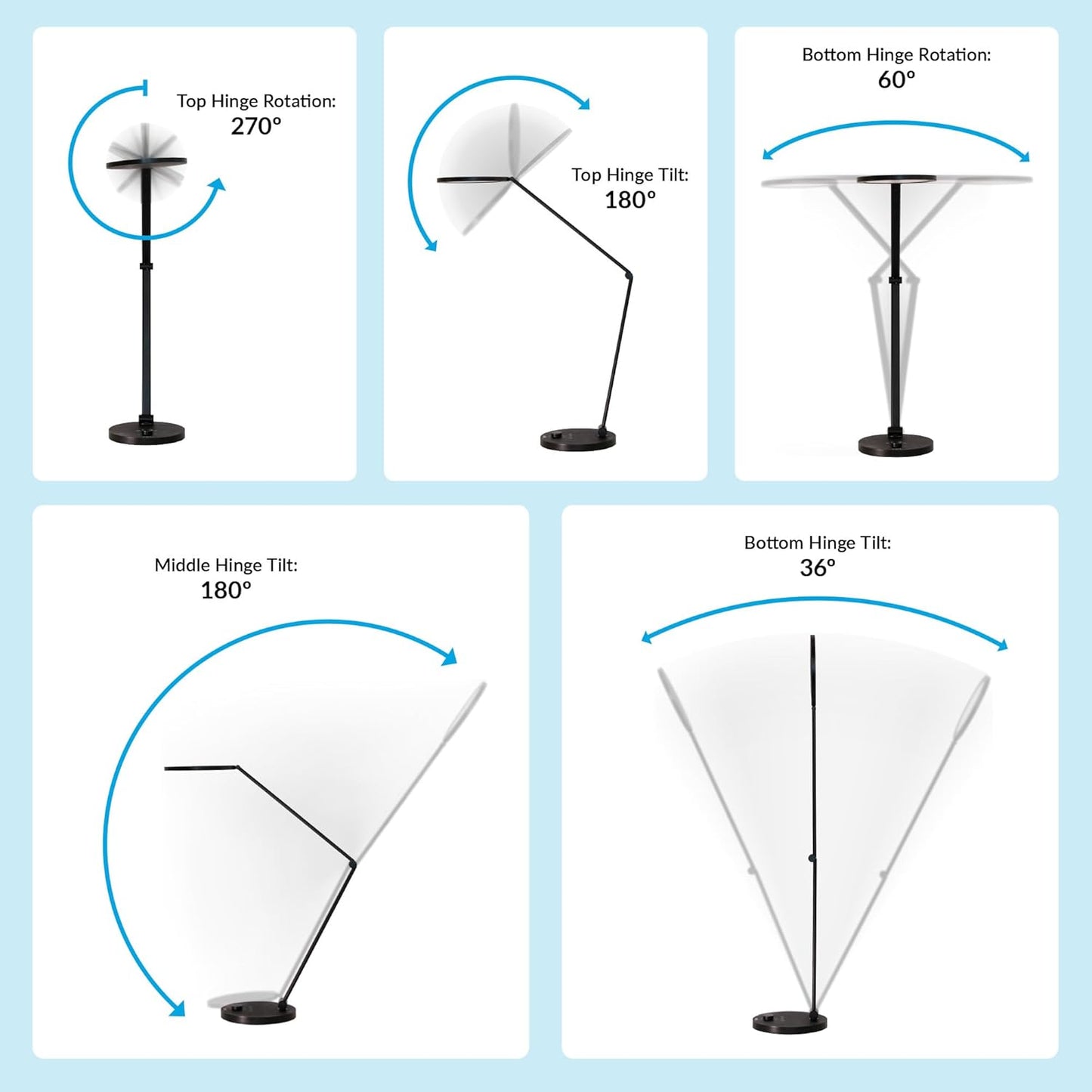 Vari LED Studio Lamp- Varidesk Modern Desk Lamp for Home Office- Flexible Positioning, Stable Base- Three Color Settings- Bright Task Lamp- Ideal for Study Area and Workspaces