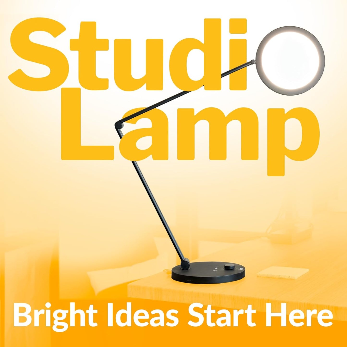 Vari LED Studio Lamp- Varidesk Modern Desk Lamp for Home Office- Flexible Positioning, Stable Base- Three Color Settings- Bright Task Lamp- Ideal for Study Area and Workspaces