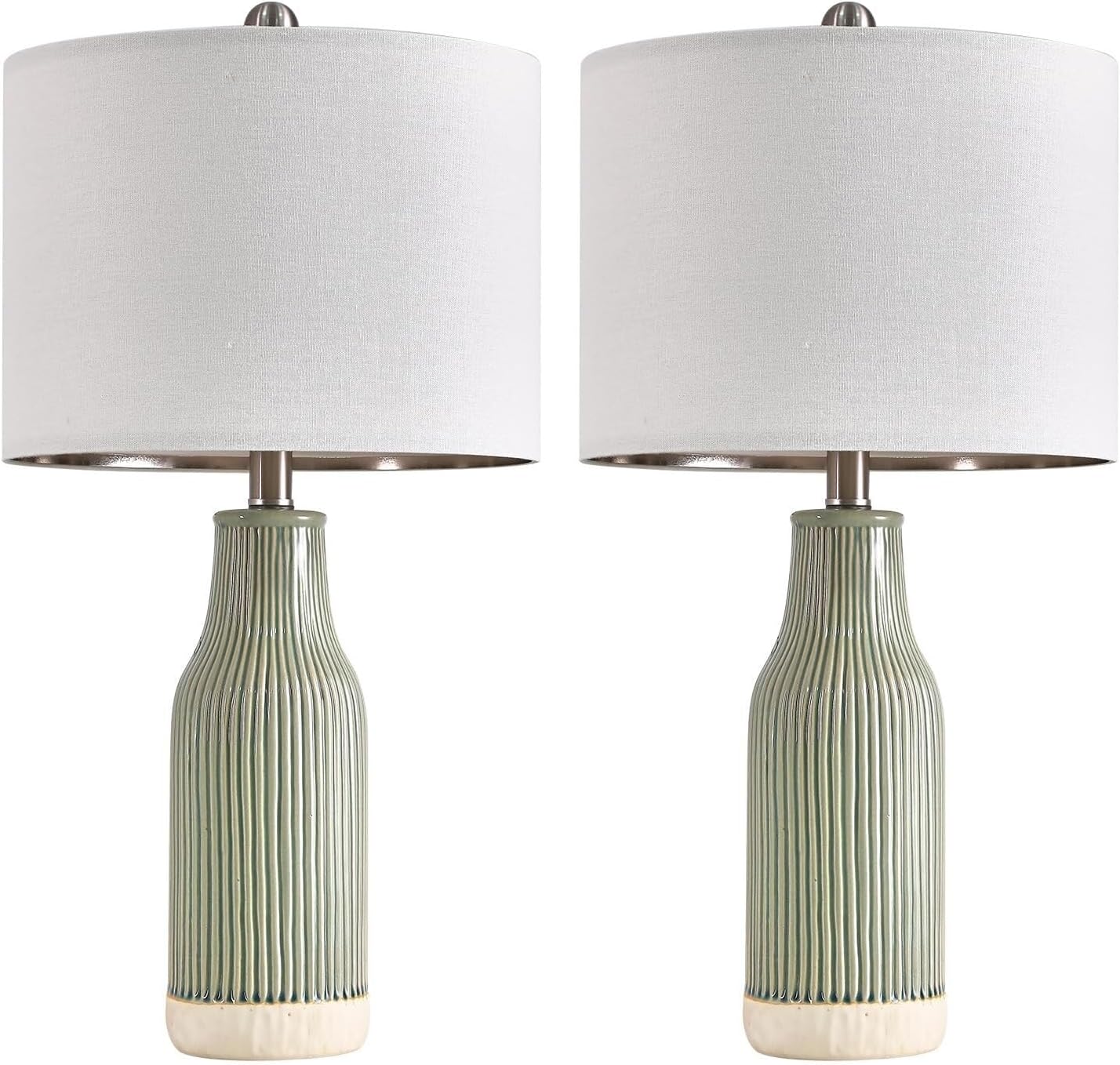 23.75 Inch Modern Ceramic Table Lamp 2 Pack for Living Room, Nightstand, Bedroom Lighting, Gift Suitable for bedrooms, Living Rooms, Offices, Book(Beige)