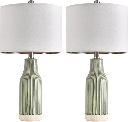 23.75 Inch Modern Ceramic Table Lamp 2 Pack for Living Room, Nightstand, Bedroom Lighting, Gift Suitable for bedrooms, Living Rooms, Offices, Book(Beige)