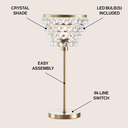 JONATHAN Y JYL9004A Buckingham 25" Crystal/Metal Table Lamp Modern Contemporary Bedside Desk Nightstand Lamp for Bedroom Living Room Office College Bookcase, Bronze