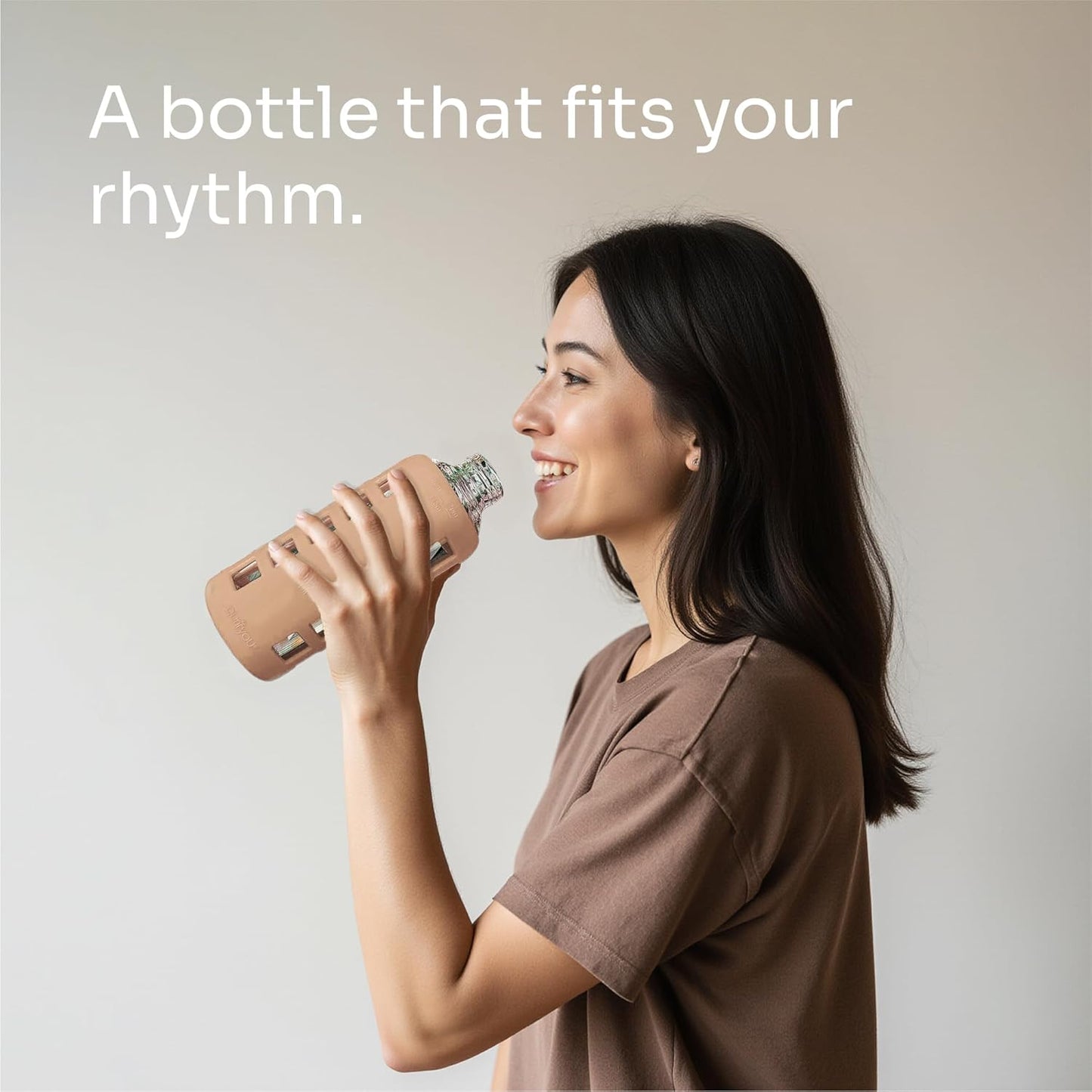 purifyou 40oz / 32oz / 22oz / 12oz Borosilicate Glass Water Bottle with Time & Volume Markers, Silicone Sleeve, Stainless Steel Lid | Reusable Glass Bottle for Water & Juice (40oz Jet Black)