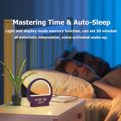 LED Night Light RGB Atmosphere Desk Lamp, Smart Multifunctional Alarm Clock, Music Sync, Temperature & Humidity Display, Ideal for Bedroom, Living Room (Color : Light Blue)