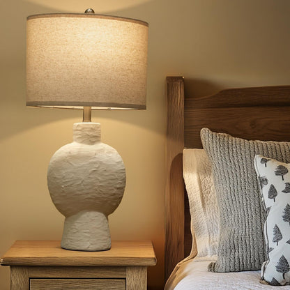 28.5" Minimalist Ceramic Table Lamp with Linen Shade for Bedroom Living Room Bedside Desk Decoration Gift Suitable for bedrooms, Living Rooms, Offices, Book