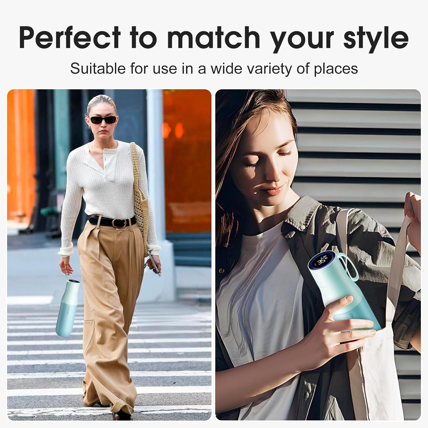 VSITOO Self-Cleaning Smart Water Bottle (pink, 15 Ounce)