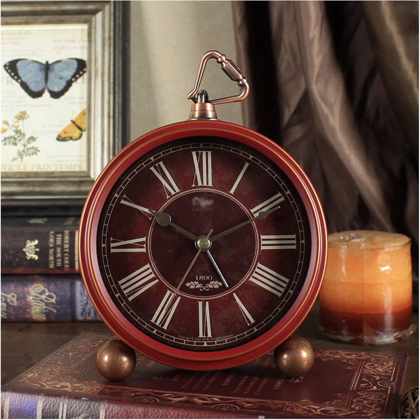 alarm clocks bedside for bedrooms,Alarm Clock,Clocks Bedside,Vintage Retro Analog Alarm Clock, Super Silent Non Ticking Small Clock, Battery Operated, Simply Design,Desk smart alarm clock(Color:D) (Co