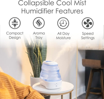 1 Gal. Warm Mist Collapsible Humidifier, White, Top Fill, for Medium Rooms Up to 500 sq. ft.