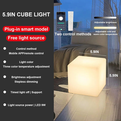 Cube Smart End Table Floor Lamp, Multi-Function Colorful Lamp with Remote Control, Load-Bearing Capacity 660LB for Living Room Coffee Table, Bedroom Floor Lamp Plug-in Model 13.8x13.8in