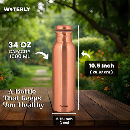 Plain Copper Water Bottle (34 Oz /1000ml) With Set Of 2 Tumbler (10 Oz/300ml Each) | Best use for Office,Gym & gifts |100% Pure Copper Material with Leak proof Quality