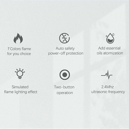 200ml Flame Humidifier with Simulated Flame, Colorful Light, Quiet Operation for Home Office (US Plug)(Gray Black)