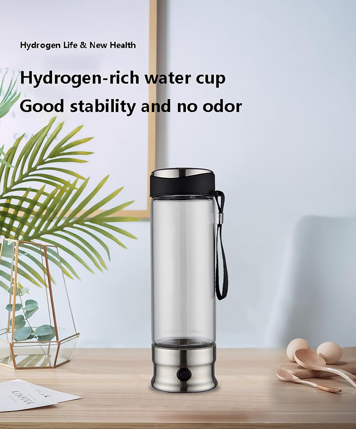 Rechargeable PEM Hydrogen Water Bottle Generator – 410ml Glass Hydrogenated Water Machine, Smart Portable Hydrogen Water Bottle for Fitness, Travel, and Daily Use