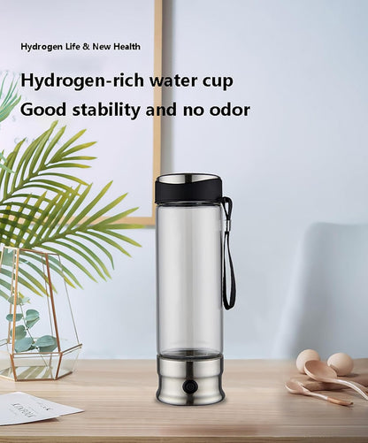 Rechargeable PEM Hydrogen Water Bottle Generator – 410ml Glass Hydrogenated Water Machine, Smart Portable Hydrogen Water Bottle for Fitness, Travel, and Daily Use