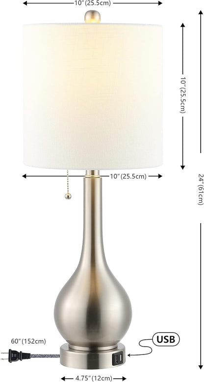 JONATHAN Y JYL1127A-SET2 Tyler 24" Gourd Iron LED Table Lamp, Pull-Chain, Dual USB Charging Port, Farmhouse, Classic, Modern, Traditional for Bedroom, Living Room, Office, Oil Rubbed Bronze, Set of 2