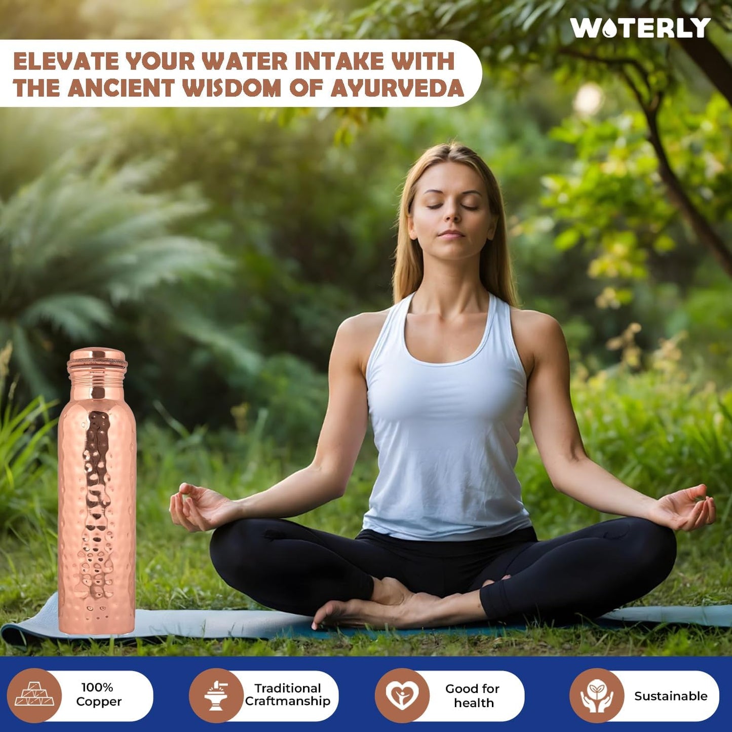Plain Copper Water Bottle (34 Oz /1000ml) With Set Of 2 Tumbler (10 Oz/300ml Each) | Best use for Office,Gym & gifts |100% Pure Copper Material with Leak proof Quality