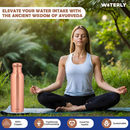 Plain Copper Water Bottle (34 Oz /1000ml) With Set Of 2 Tumbler (10 Oz/300ml Each) | Best use for Office,Gym & gifts |100% Pure Copper Material with Leak proof Quality