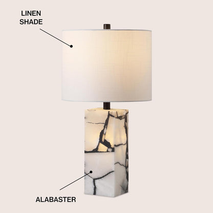 JONATHAN Y JYL6201A Elizabeth 27.5" Alabaster LED Table Lamp Coastal Contemporary Bedside Desk Nightstand Lamp for Bedroom Living Room Office College Bookcase LED Bulb Included, White/Gold Leaf