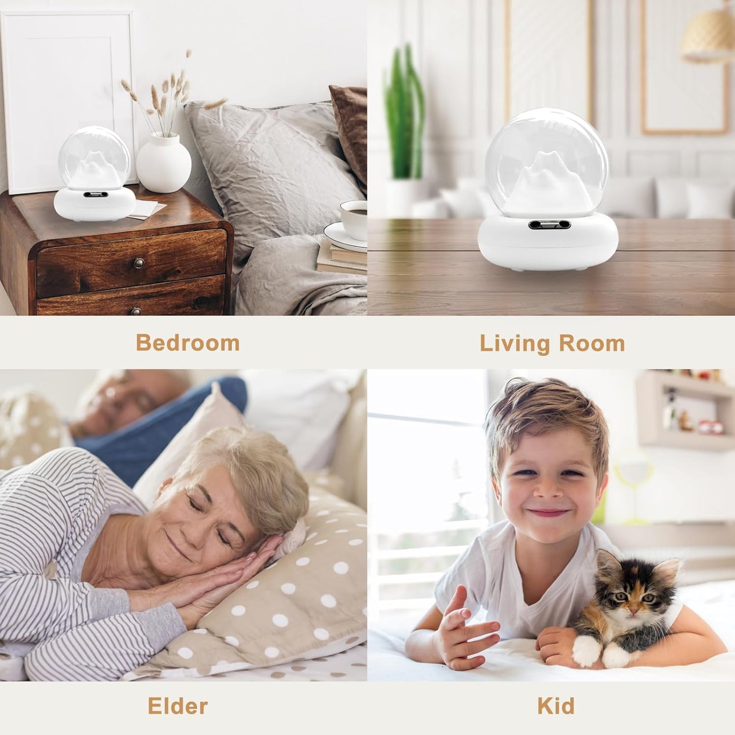 Innovative Cold Air Humidifier Mountain Peak Air Humidifiers USB 2L Essential Oil Diffuser Aromatherapy Humidifiers Dual Mode Light for Home,USB Plug In Type