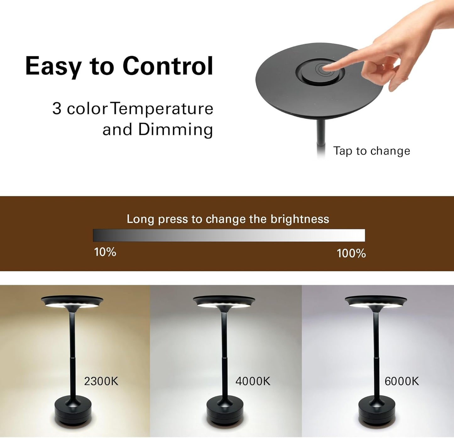 Cordless Table Lamps Rechargeable, Portable Battery Operated Lamp, Stepless Dimming LED Table Light with Memory Function, for Outdoor/Dinner/Patio/Restaurant, (Gold 4 Pack)