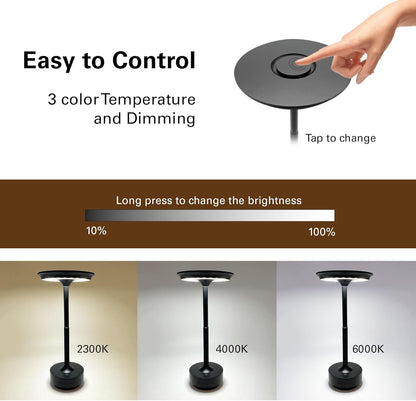 Cordless Table Lamps Rechargeable, Portable Battery Operated Lamp, Stepless Dimming LED Table Light with Memory Function, for Outdoor/Dinner/Patio/Restaurant, (Gold 4 Pack)